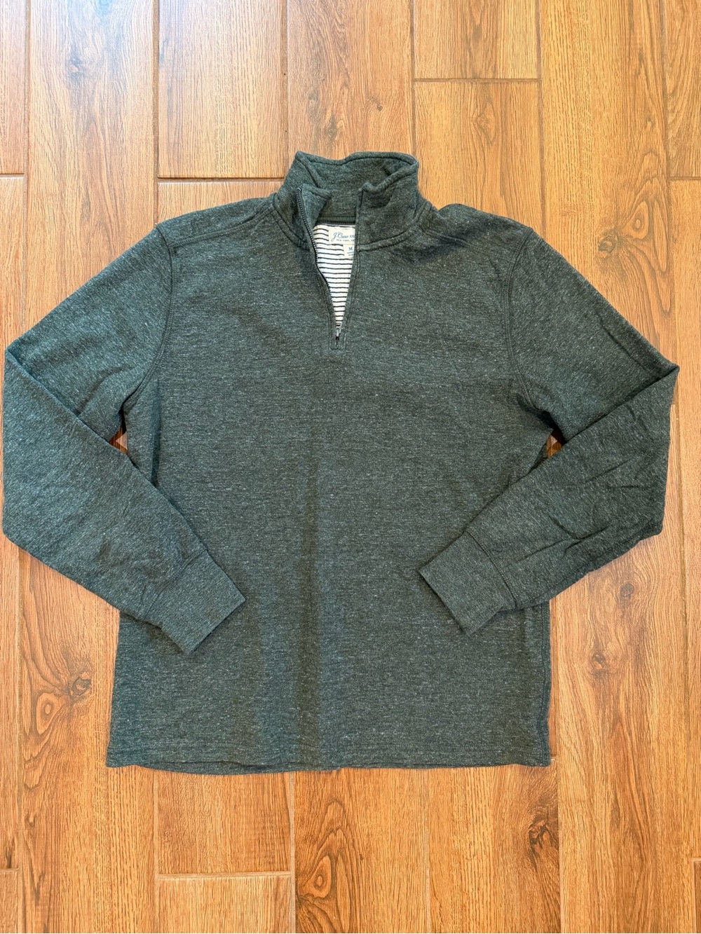 J. Crew Men's Heathered Forest Green Quarter-Zip Pullover / medium